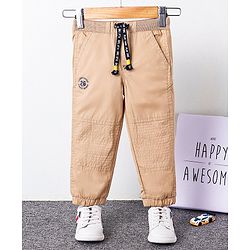 Babyhug Full Length Solid Color Trouser  - Beige