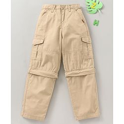 Babyhug Full Length Convertible Cargo Solid Trousers - Beige