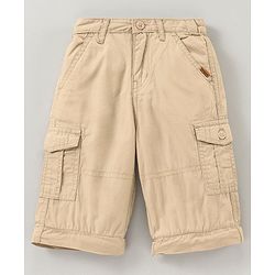 Babyhug Full Length Convertible Cargo Solid Trousers - Beige