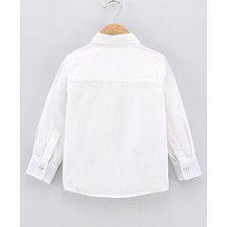 Babyhug Full Sleeves Party Wear Shirt With Bow Space Text Patch - White