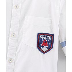 Babyhug Full Sleeves Party Wear Shirt With Bow Space Text Patch - White