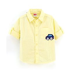 Babyhug Full Sleeve   Shirt With Bow Car Embroidery - Yellow