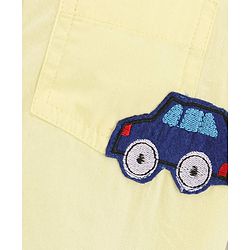 Babyhug Full Sleeve   Shirt With Bow Car Embroidery - Yellow