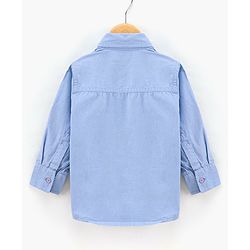 Babyhug Full Sleeves Shirt  With Bow Embroidered Rocket Patch - Blue