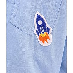 Babyhug Full Sleeves Shirt  With Bow Embroidered Rocket Patch - Blue