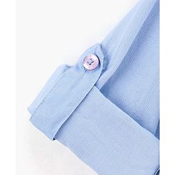 Babyhug Full Sleeves Shirt  With Bow Embroidered Rocket Patch - Blue