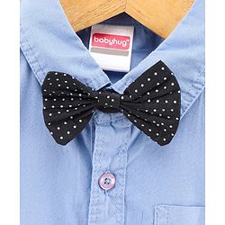 Babyhug Full Sleeves Shirt  With Bow Embroidered Rocket Patch - Blue