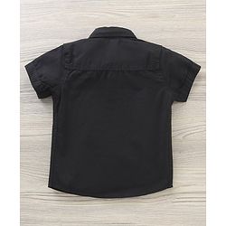 Babyhug Half Sleeves Cotton Shirt with Bow Car Patch - Black