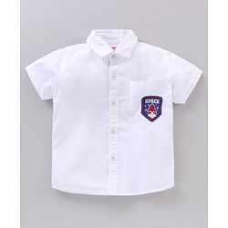 Babyhug Half Sleeves Cotton Shirt Car & Space Patch Pack of 2 - Pink White
