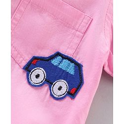 Babyhug Half Sleeves Cotton Shirt Car & Space Patch Pack of 2 - Pink White
