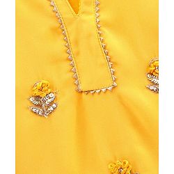 Babyhug Sleeveless Embroidered Kurti Churidar Set with Dupatta - Yellow