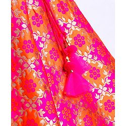 Babyhug Sleeveless Choli & Lehenga With Dupatta Floral Work - Pink