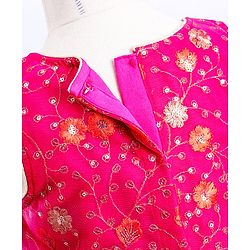 Babyhug Sleeveless Choli & Lehenga With Dupatta Floral Work - Pink