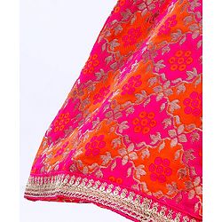 Babyhug Sleeveless Choli & Lehenga With Dupatta Floral Work - Pink