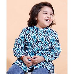 Babyhug Full Sleeves Cotton Kurta Abstract Printed - Blue