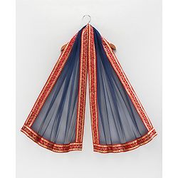Babyhug Sleeveless Embroidered Choli Lehenga and Dupatta Set with Sequins - Red Navy