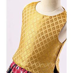 Babyhug Sleeveless Choli & Lehenga with Dupatta All Over Printed - Blue