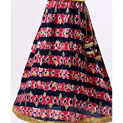 Babyhug Sleeveless Choli & Lehenga with Dupatta All Over Printed - Blue