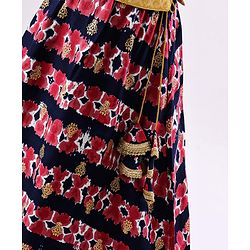Babyhug Sleeveless Choli & Lehenga with Dupatta All Over Printed - Blue