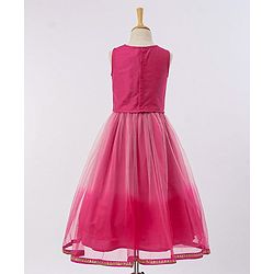 Babyhug Sequined Sleeveless Choli and Lehenga Set with Lace Border Dupatta - Fuschia