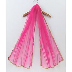 Babyhug Sequined Sleeveless Choli and Lehenga Set with Lace Border Dupatta - Fuschia