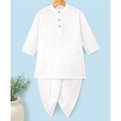Babyhug Full Sleeves Kurta & Dhoti Set - White