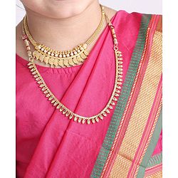 Babyhug Half Sleeves Blouse And Zari Bordered Nauvari Saree - Pink