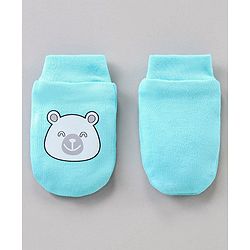 Babyhug 100% Cotton Mittens & Booties Set Panda Print - Blue