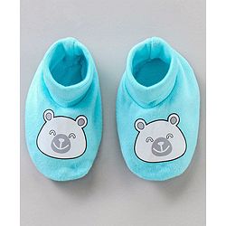 Babyhug 100% Cotton Mittens & Booties Set Panda Print - Blue