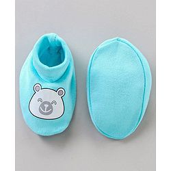 Babyhug 100% Cotton Mittens & Booties Set Panda Print - Blue