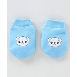 Babyhug 100% Cotton Cap Mittens & Booties Set - Blue