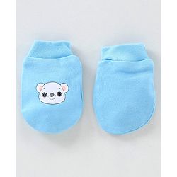 Babyhug 100% Cotton Cap Mittens & Booties Set - Blue