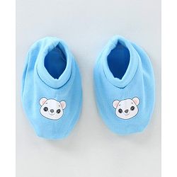 Babyhug 100% Cotton Cap Mittens & Booties Set - Blue
