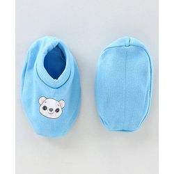 Babyhug 100% Cotton Cap Mittens & Booties Set - Blue