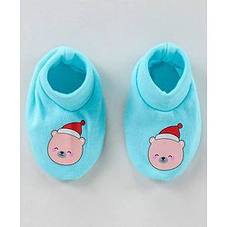 Babyhug 100% Cotton Mittens & Booties Set Cartoon Print - Blue