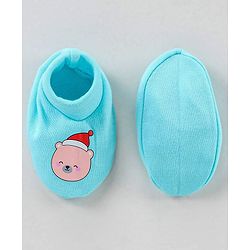 Babyhug 100% Cotton Mittens & Booties Set Cartoon Print - Blue