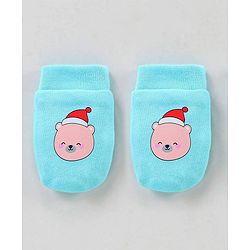 Babyhug 100% Cotton Mittens & Booties Set Cartoon Print - Blue