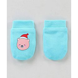 Babyhug 100% Cotton Mittens & Booties Set Cartoon Print - Blue