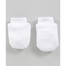 Babyhug 100% Cotton Mittens & Booties Set - White