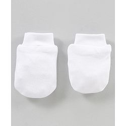 Babyhug 100% Cotton Mittens & Booties Set - White
