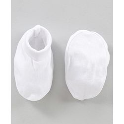 Babyhug 100% Cotton Mittens & Booties Set - White