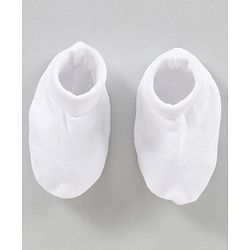 Babyhug 100% Cotton Mittens & Booties Set - White