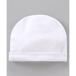 Babyhug 100% Cotton Cap Mittens And Booties Set White - Cap Diameter 9.5 cm