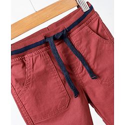 Babyhug Full Length Solid Colour Trouser With Drawstring - Red
