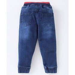 Babyhug Full Length Washed Jeans Text Print - Blue