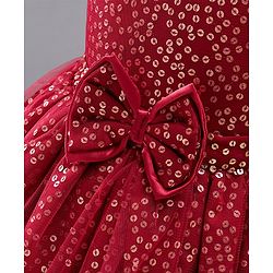 Babyhug Sleeveless Sequined Party Frock with Bow - Red