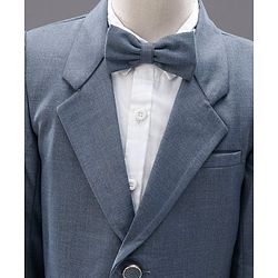 Babyhug Full Sleeves Party Suit with Bow Solid - Blue