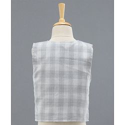 Babyhug Full Sleeves Checks Party Wear Suit with Waistcoat & Bow - Grey Dark Brown