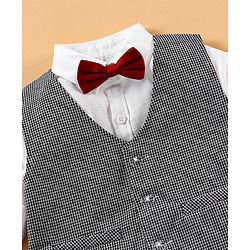 Babyhug 3 Piece Full Sleeves Party Suit With Bow - Black White