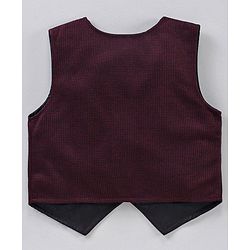 Babyhug 3 Piece Full Sleeves Party Suit With Bow - Maroon White